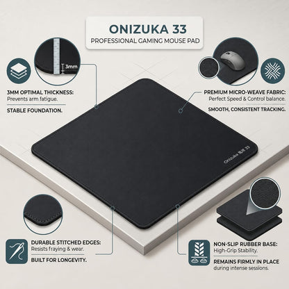 Onizuka 33 Large Gaming Mouse Pad 42x49cm – Extended Desk Mat with Smooth Micro-Weave Surface, Non-Slip Rubber Base, 3mm Thick for Gaming, Office & Laptop