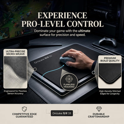 Onizuka 33 Large Gaming Mouse Pad 42x49cm – Extended Desk Mat with Smooth Micro-Weave Surface, Non-Slip Rubber Base, 3mm Thick for Gaming, Office & Laptop