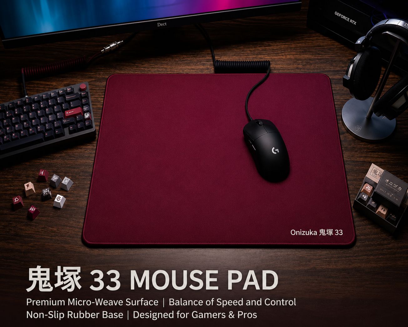 Onizuka 33 Large Gaming Mouse Pad 42x49cm – Extended Desk Mat with Smooth Micro-Weave Surface, Non-Slip Rubber Base, 3mm Thick for Gaming, Office & Laptop