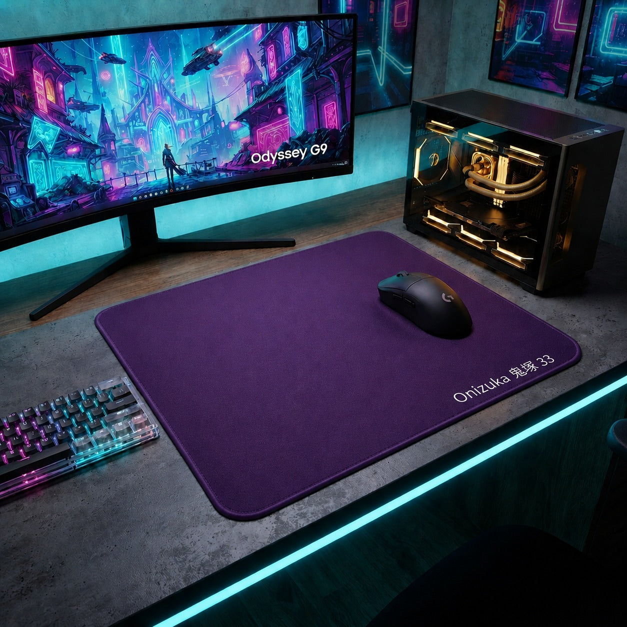 Onizuka 33 Purple Large Gaming Mouse Pad 42x49cm – Extended Desk Mat with Smooth Micro-Weave Surface, Non-Slip Rubber Base, 3mm Thick for Gaming, PC, Laptop & Office
